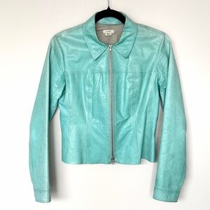 M0851 Teal Leather Jacket